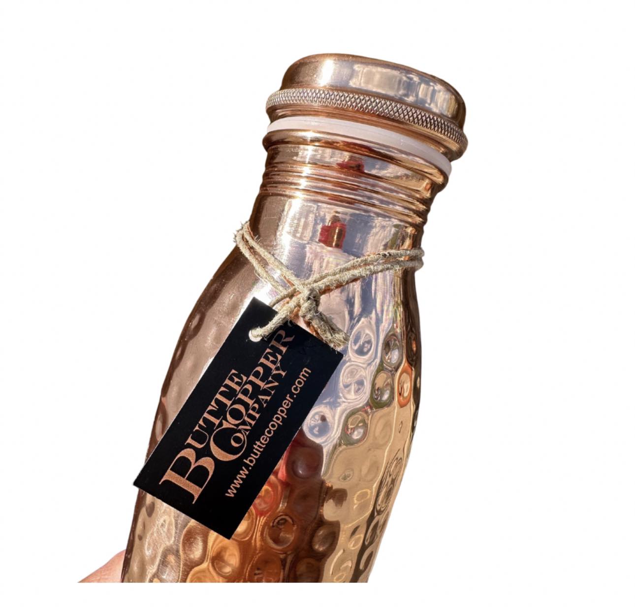 Shiny Hammered Copper Water Bottle