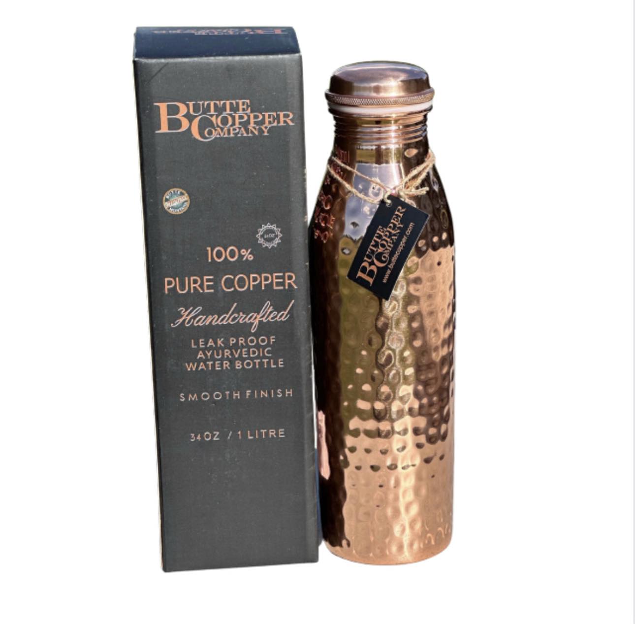 Shiny Hammered Copper Water Bottle