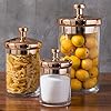 Glass Apothecary Cookie Jar Set of 3 w/ Copper lid