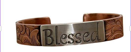 1/2 inch copper bracelet with blessed saying