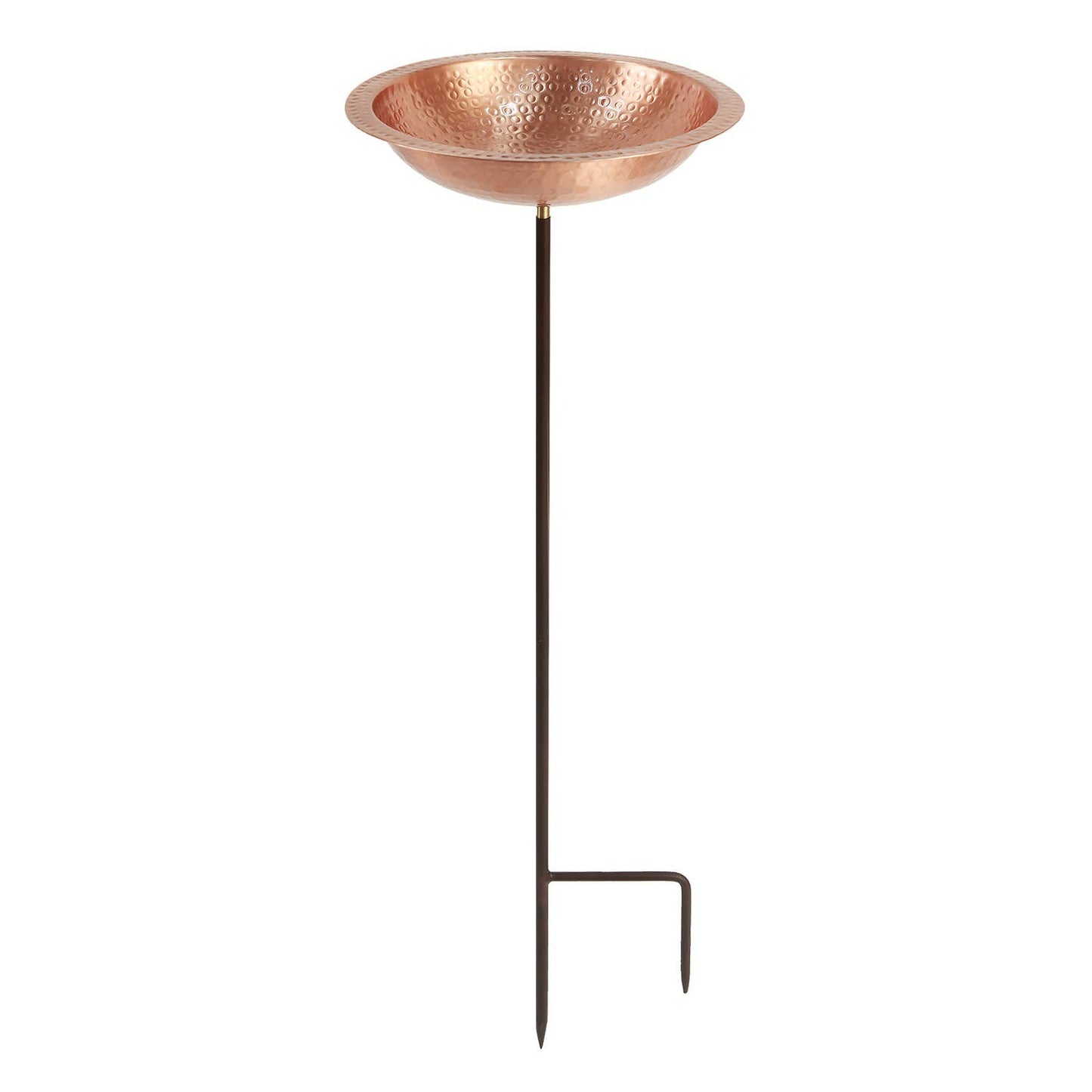 Hammered Solid Copper Birdbath- Stake
