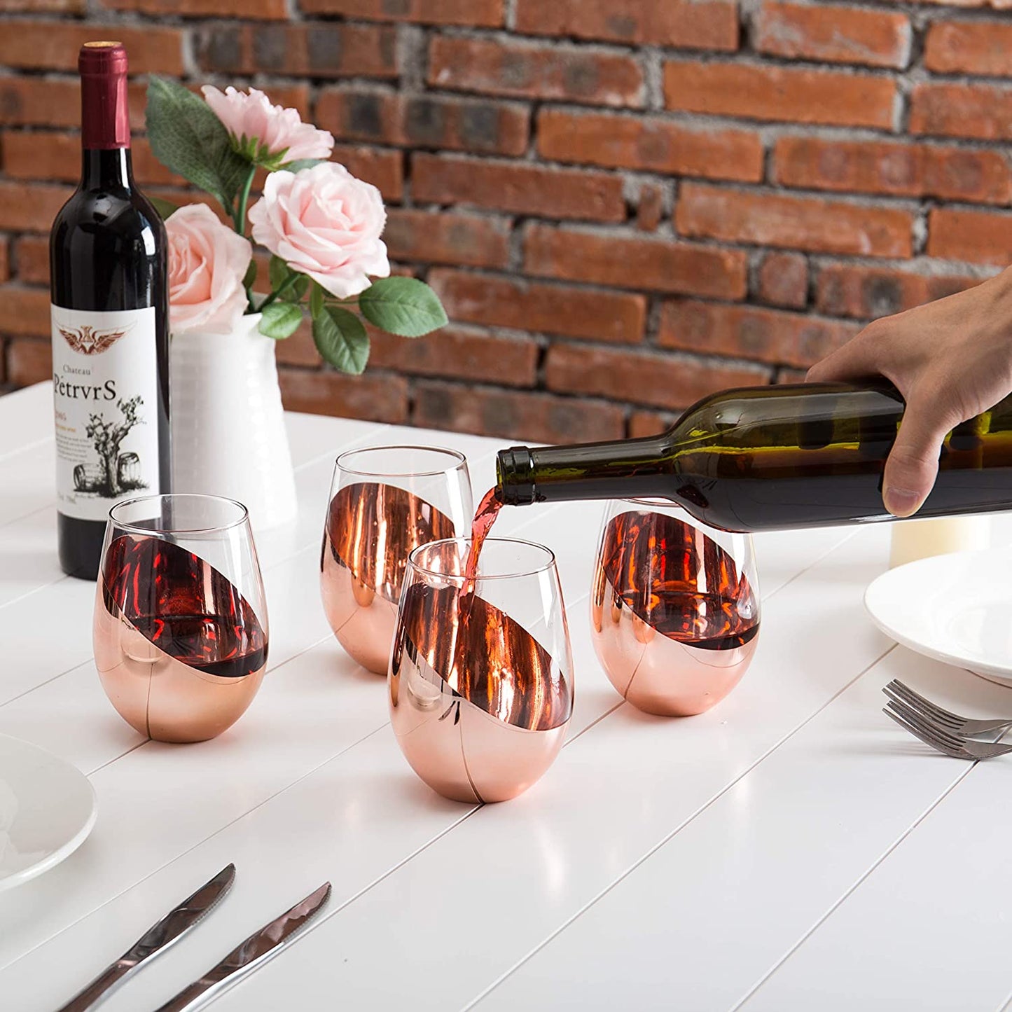 Copper Wine Stemless Glasses