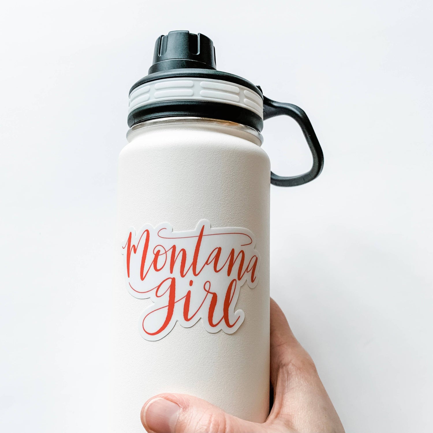 Montana Girl Hand Lettered Sticker Decal Bright Coral