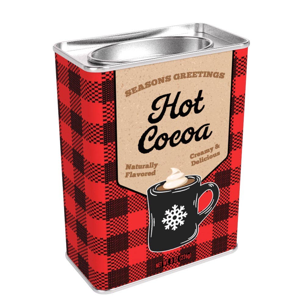Season's Greetings Red Plaid Chocolate Hot Cocoa (8oz Tins)