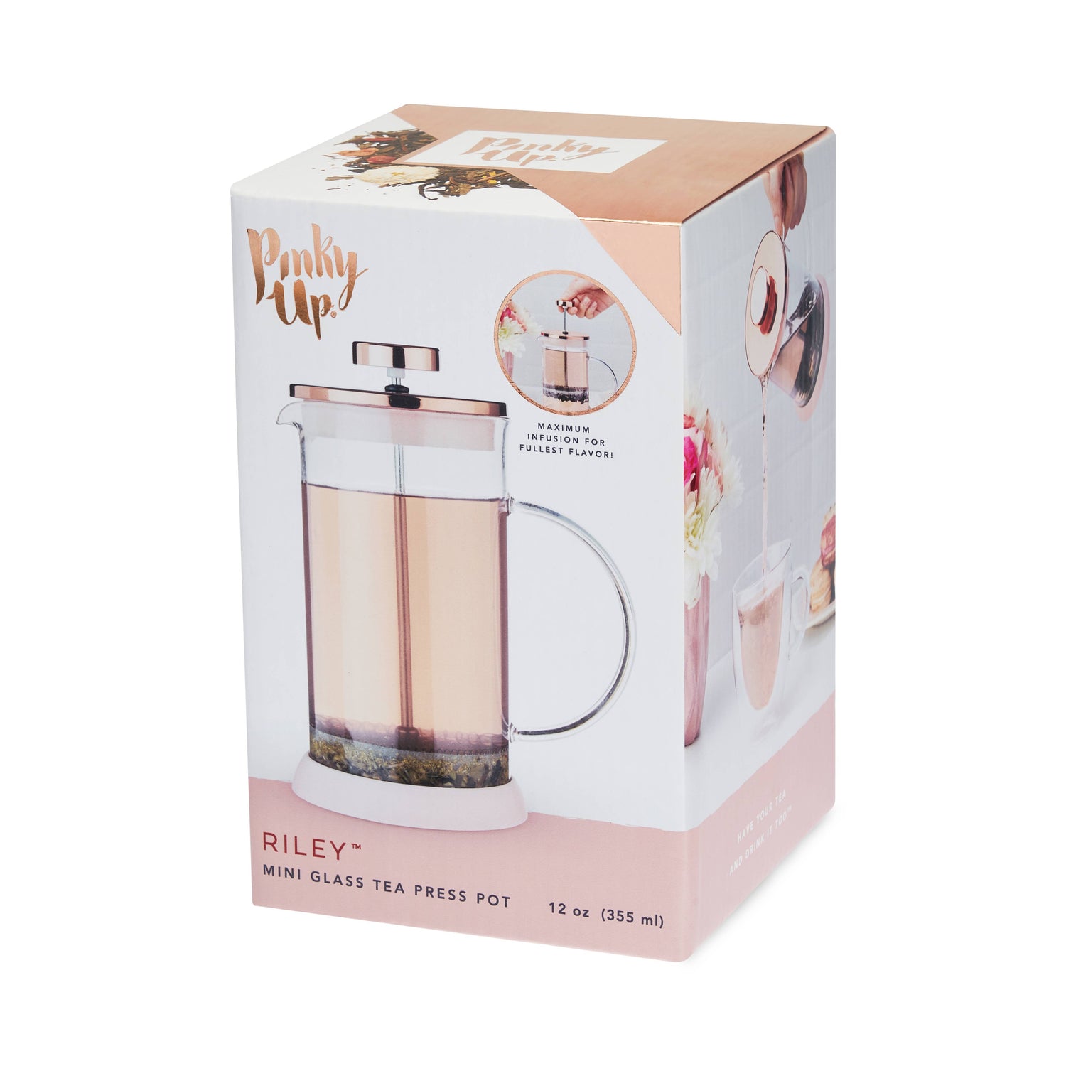 Riley™ Glass Portable Mini Coffee & Tea Press Pot - 12oz