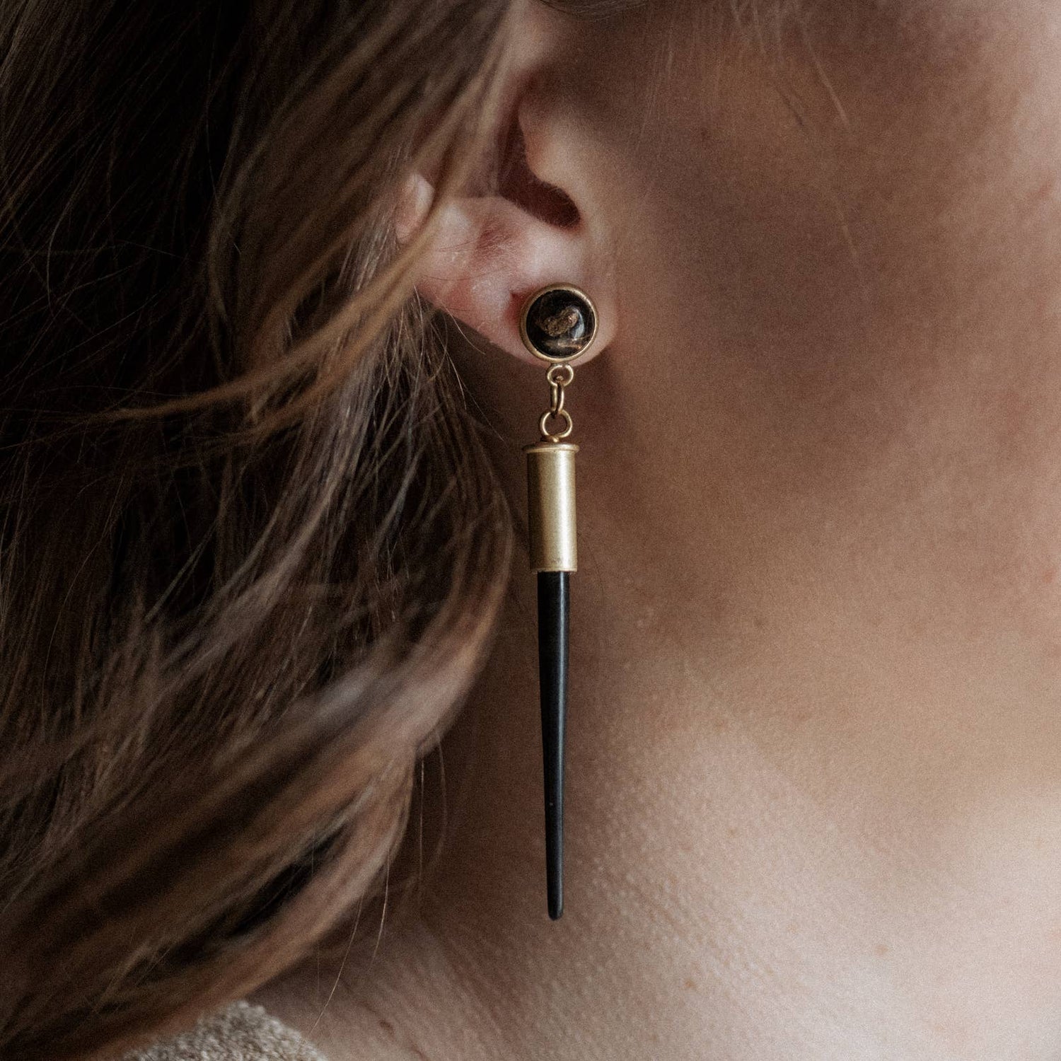 Yellowstone Beth Dutton Quill Studs Copper Obsidian