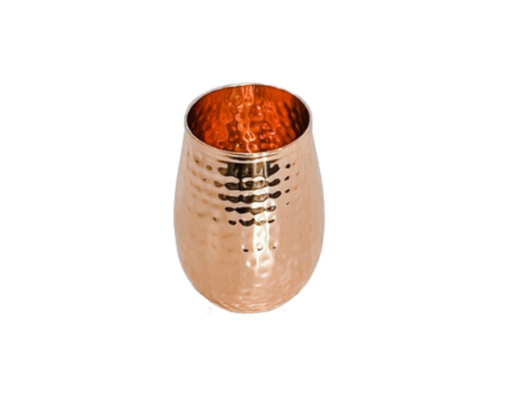 Shiny Hammered Stemless Wine Glass