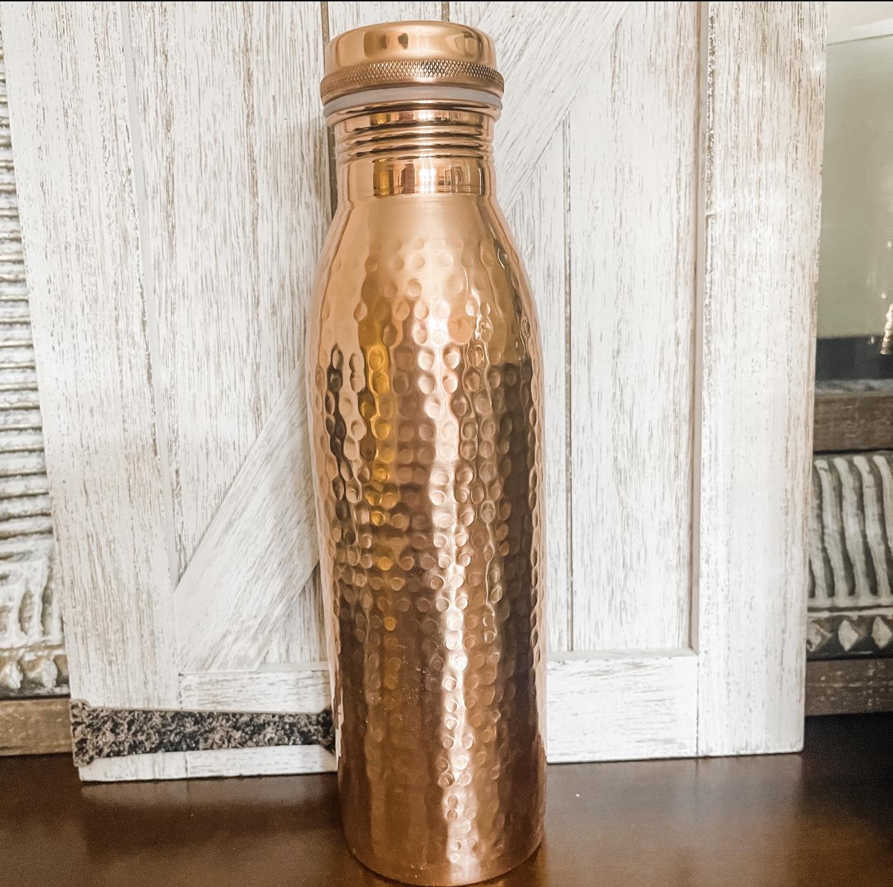 Shiny Hammered Copper Water Bottle