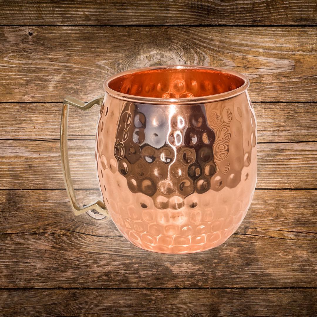 shiny hammered copper mug 