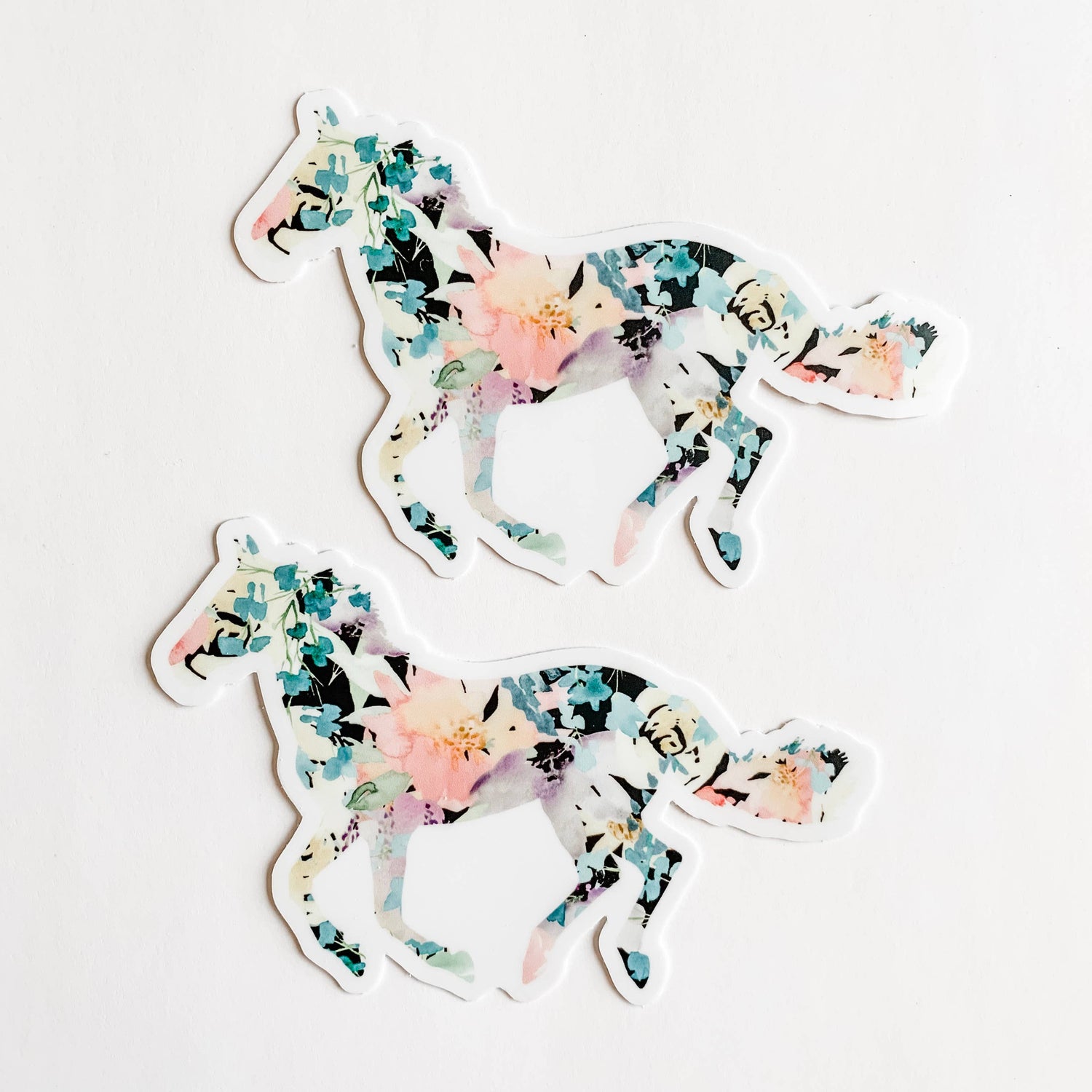 Horse Black Floral Sticker