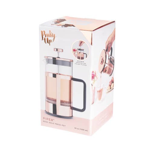 Piper™ Rose Gold-Framed Glass Coffee & Tea Press Pot - 34oz