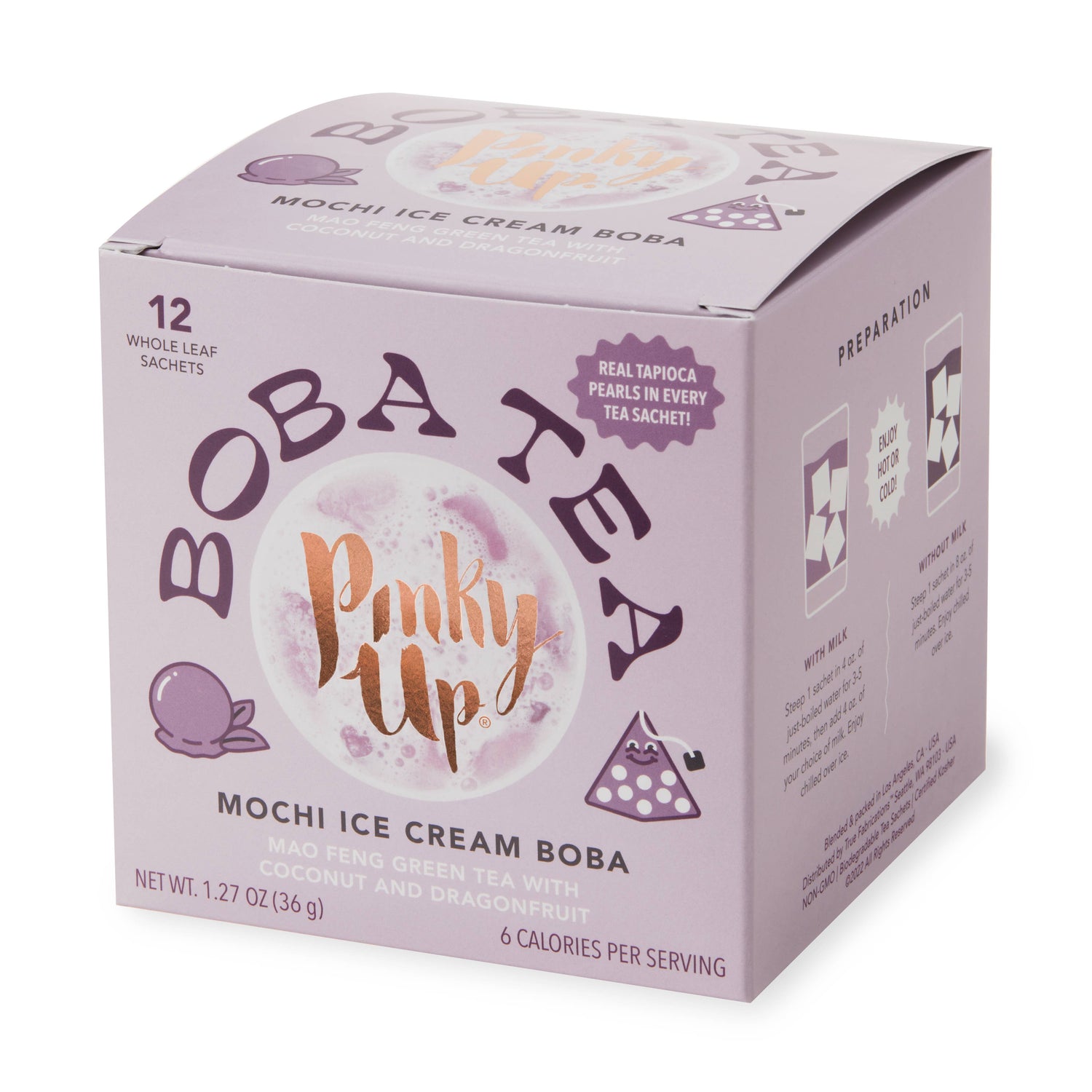Boba Tea - Mochi Ice Cream - Box of 12 Pyramid Sachets