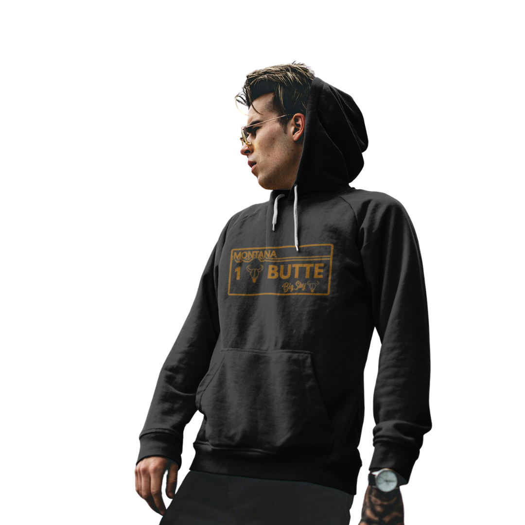 Butte License Plate Black Hoodie