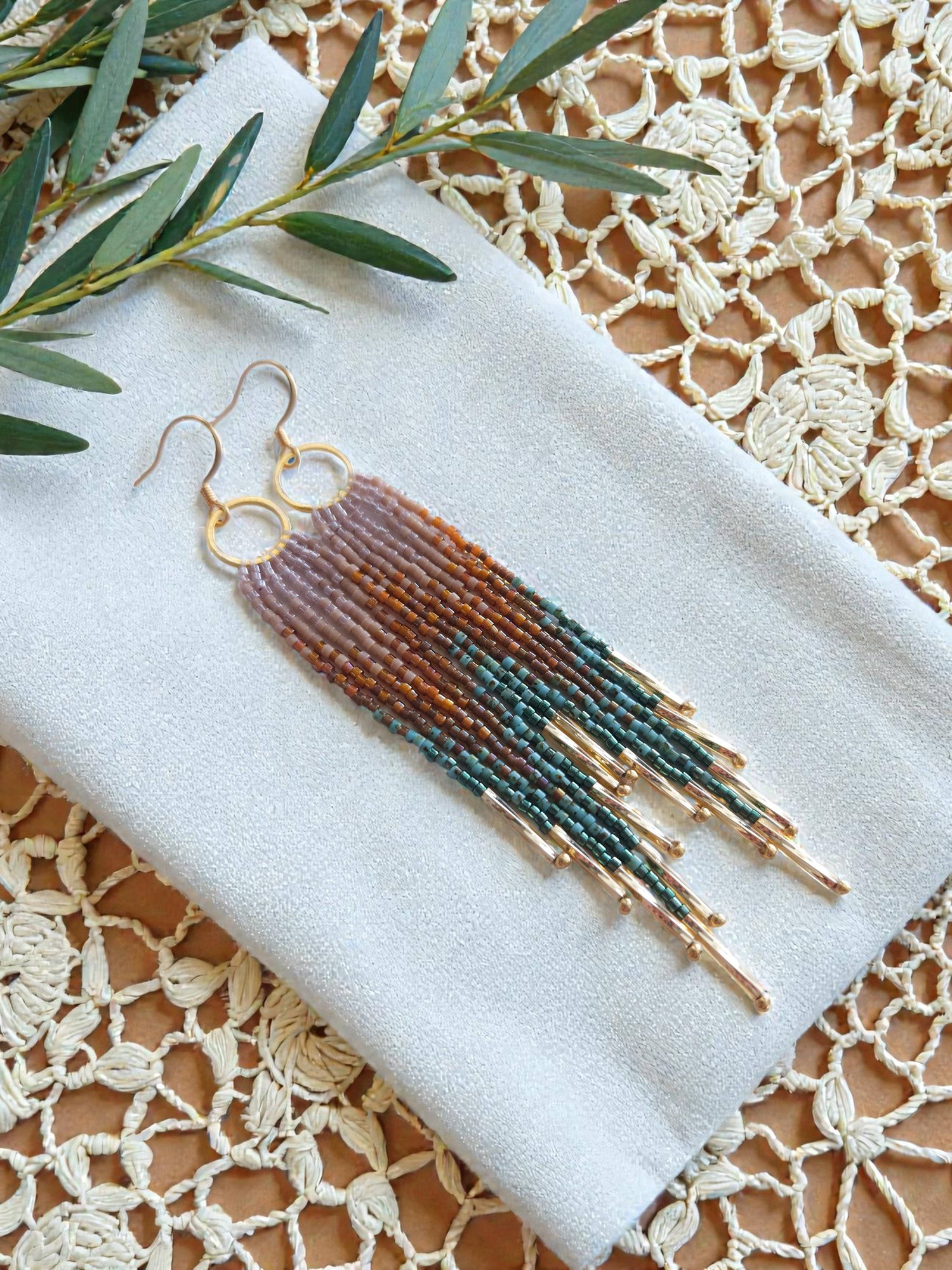 Holly 5 - Handwoven Earthy Fringe Small Hoops