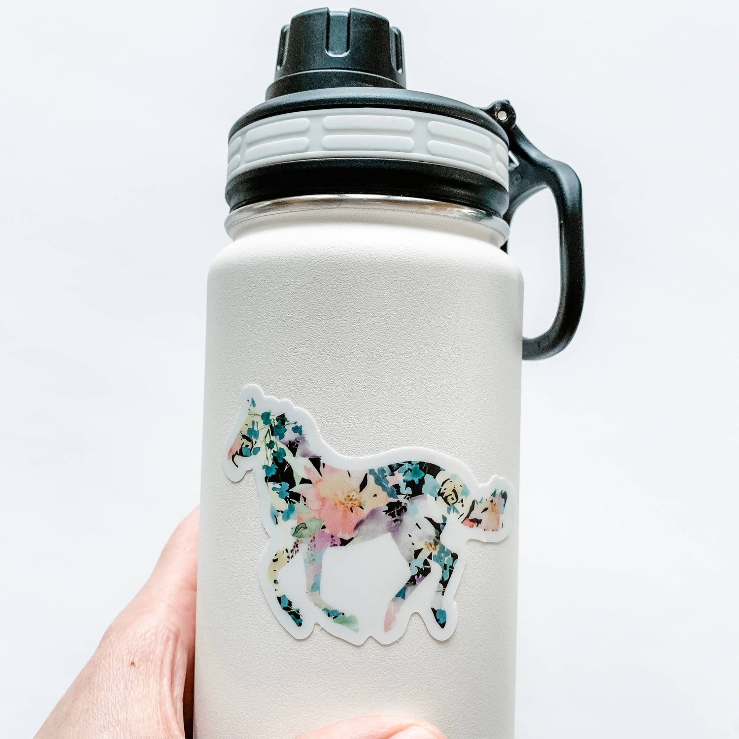 Horse Black Floral Sticker