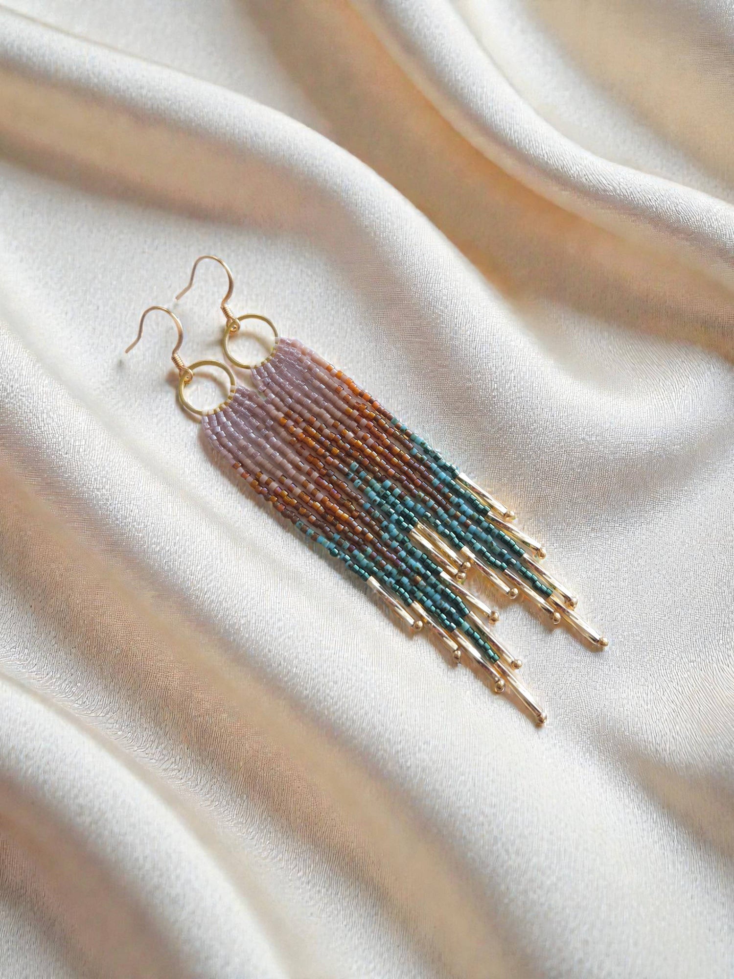 Holly 5 - Handwoven Earthy Fringe Small Hoops