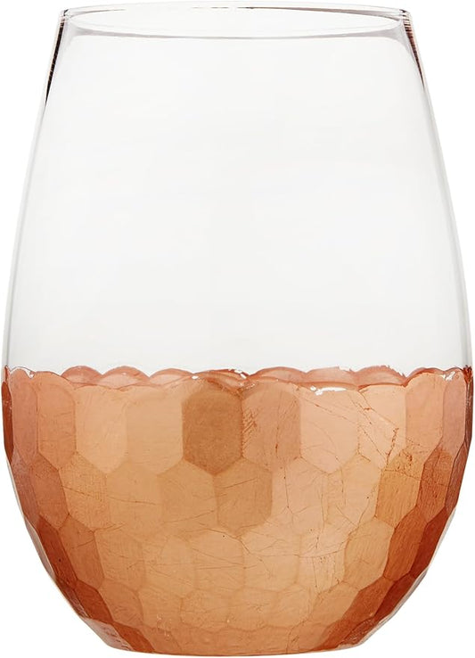 Fitz and Floyd Hammered Copper Stemless Wine Glass