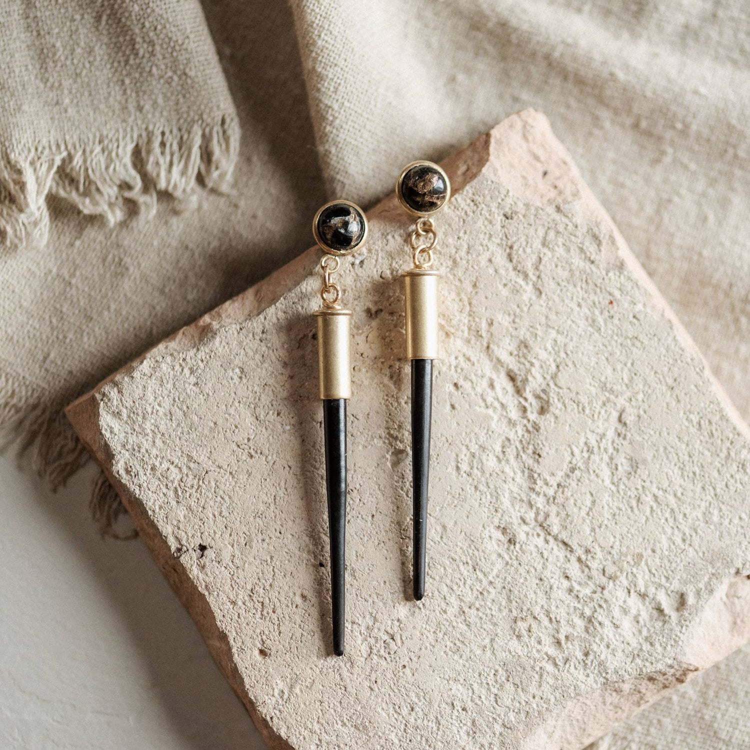 Yellowstone Beth Dutton Quill Studs Copper Obsidian