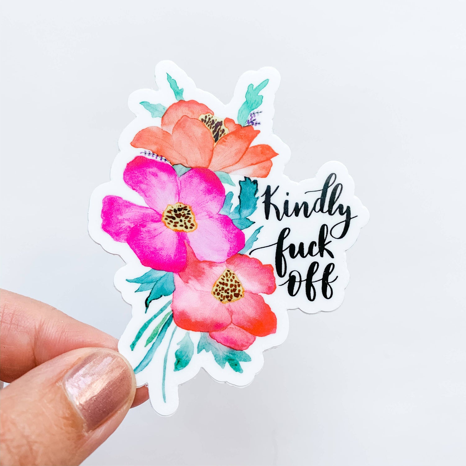 Kindly Fuck Off Bright Bouquet Floral Sticker Decal