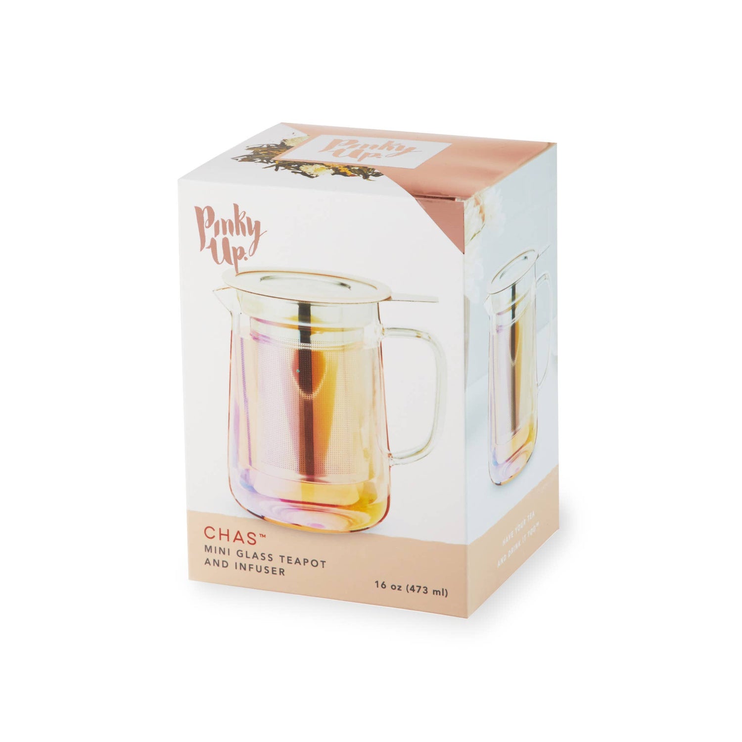 Chas™ Iridescent Glass Mini Teapot with Infuser and Lid 16oz