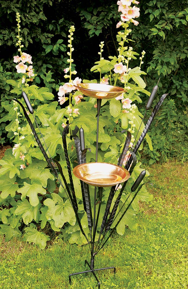 Double Cattail Birdbath