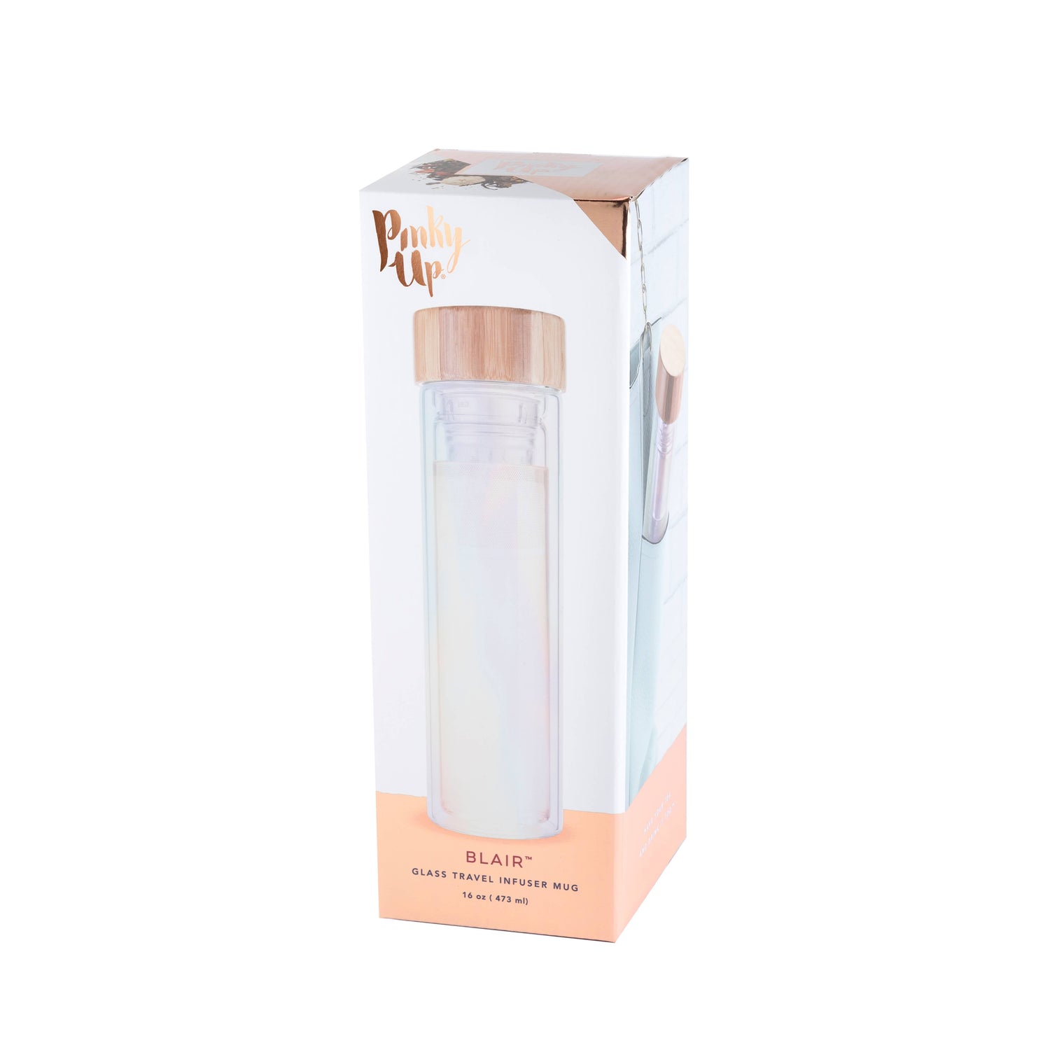 Blair™ Insulated Glass Travel Mug w/ Infuser - Iridescent