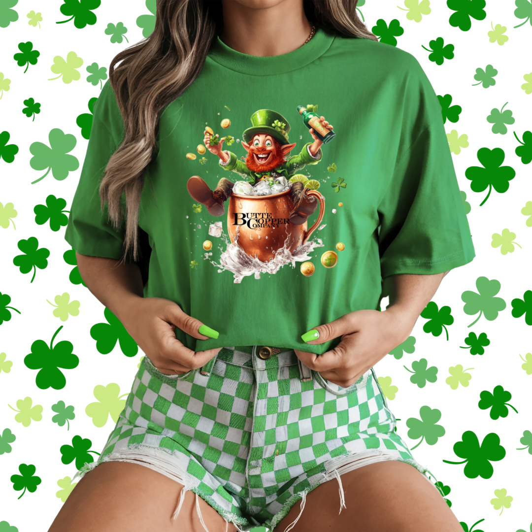 Leprechaun in a Copper Mug- Green T-shirt