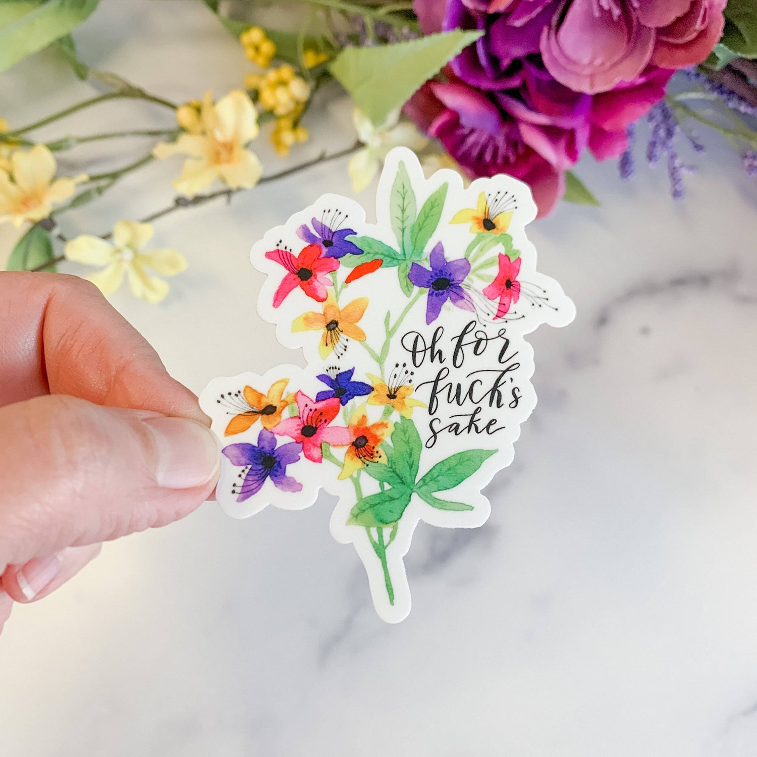 Oh For Fuck's Sake Floral Sticker Decal