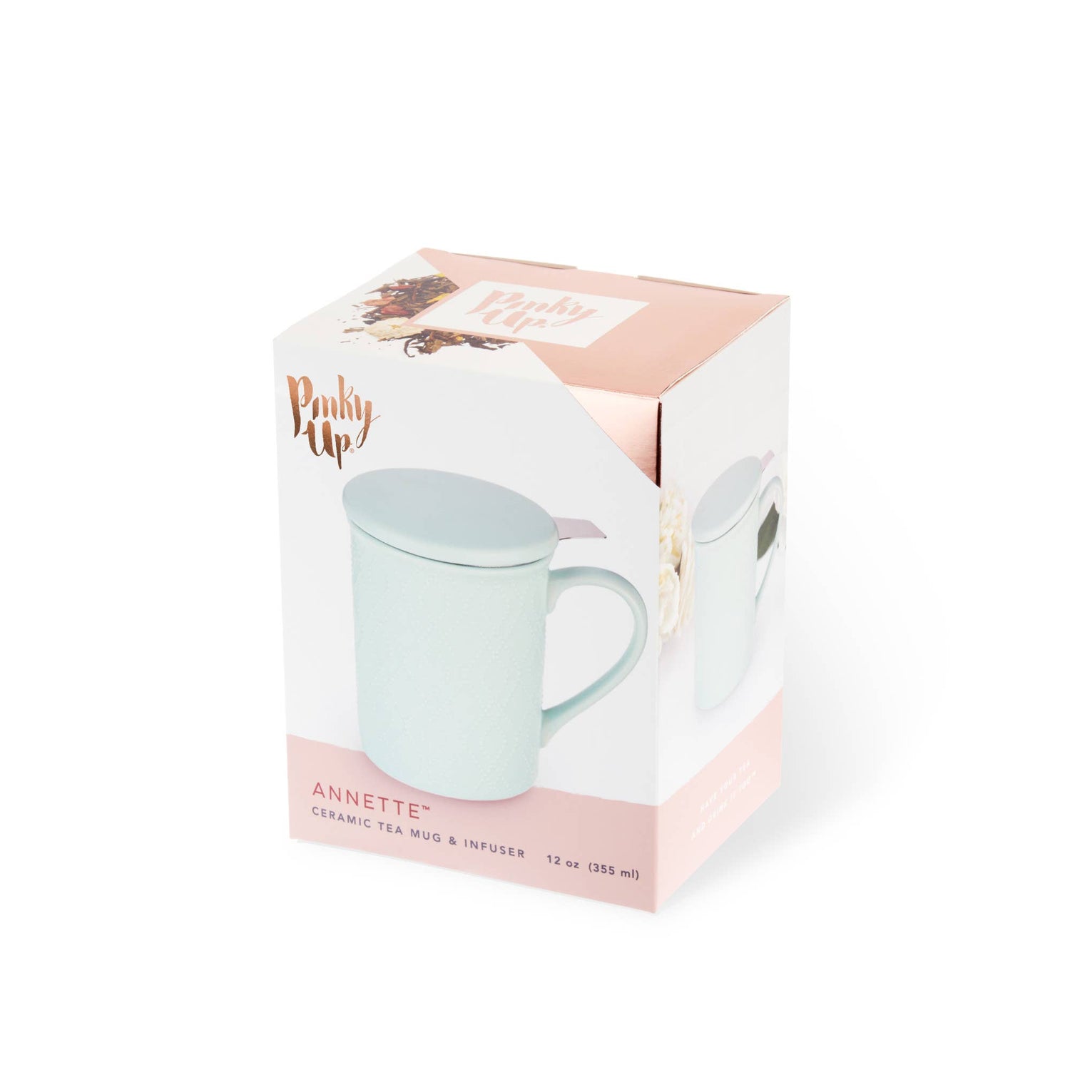 Annette™ 3D Ceramic Mug with Tea Infuser in Souk Mint
