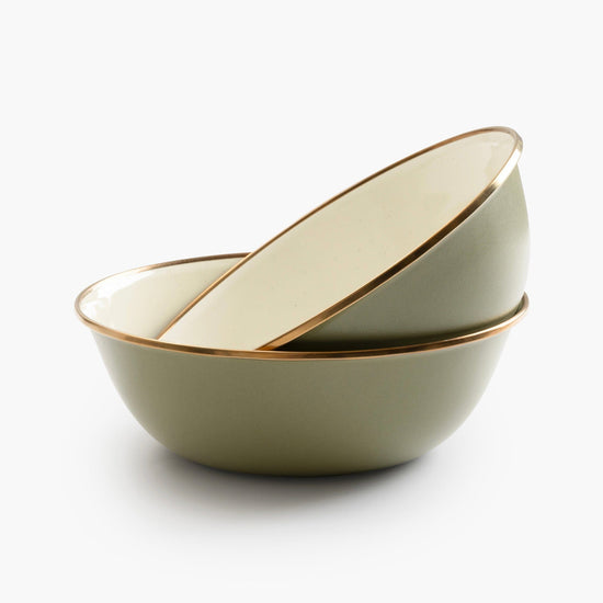 Enamel 2-Tone Bowl Set-Olive Drab
