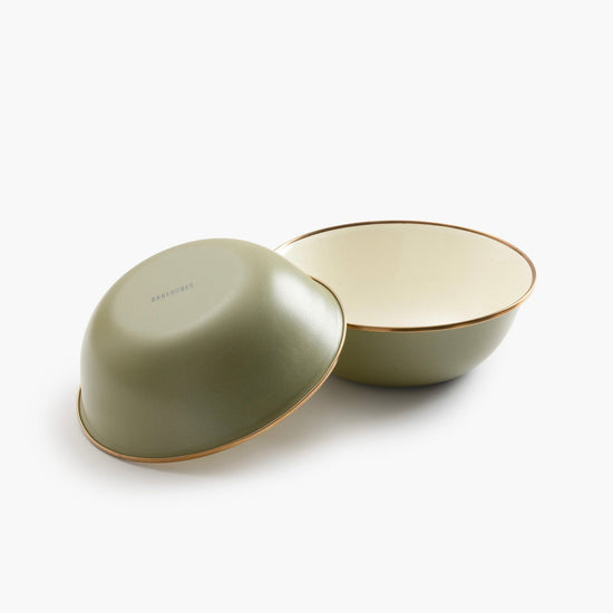 Enamel 2-Tone Bowl Set-Olive Drab