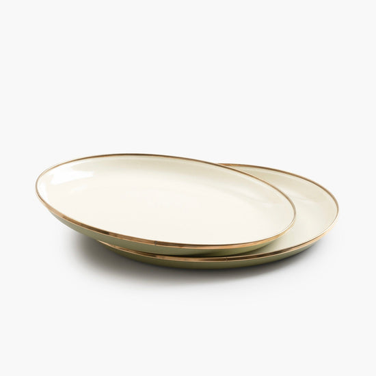 Enamel 2-Tone Deep Plate Set-Olive Drab