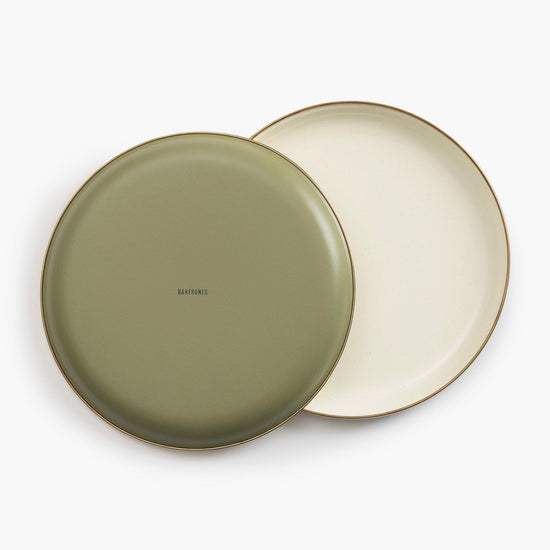 Enamel 2-Tone Deep Plate Set-Olive Drab