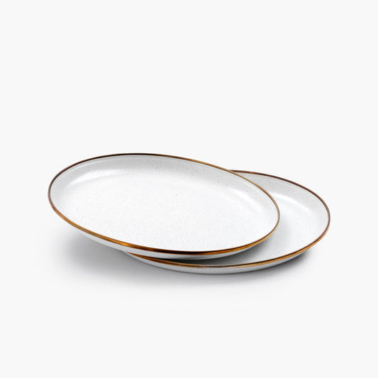 Enamel Deep Plate Set-Eggshell