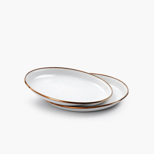 Enamel Salad Plate Set-Eggshell