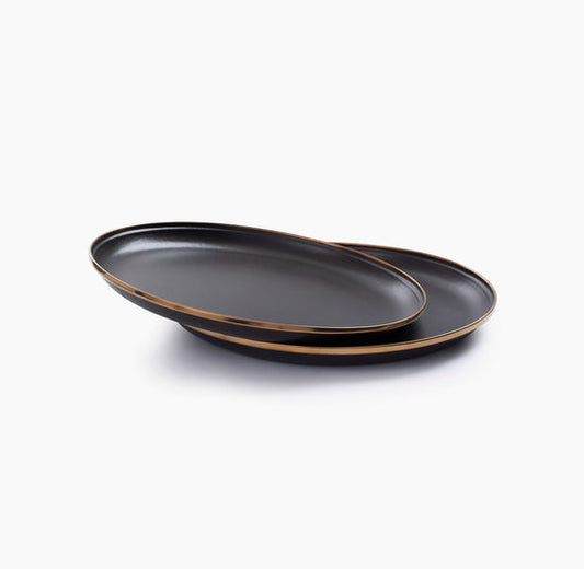 Enamel Deep Plate Set-Charcoal