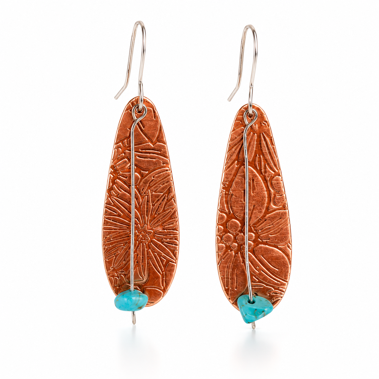 Copper & Turquoise Floral Earrings