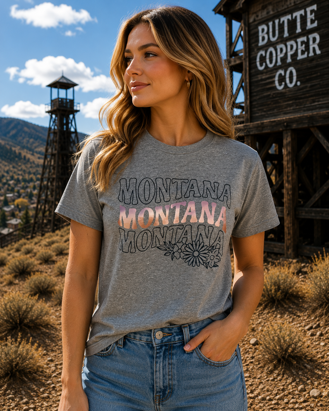 Montana Wildflower T-Shirt-Grey