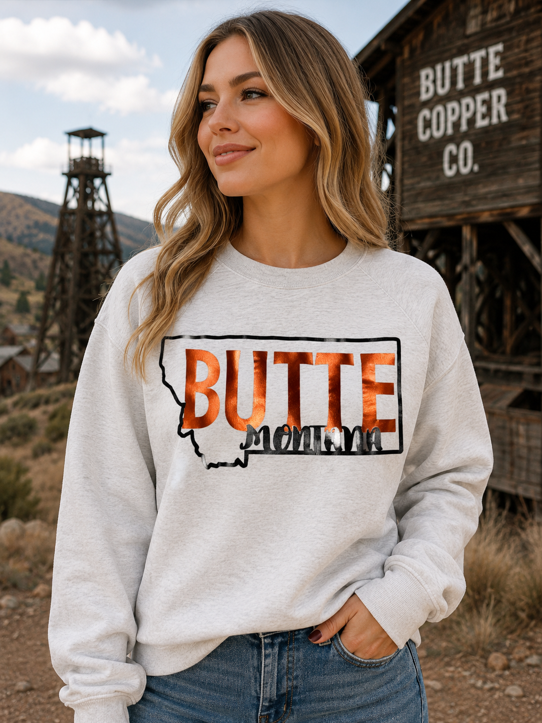 Butte Montana Ash White Crew