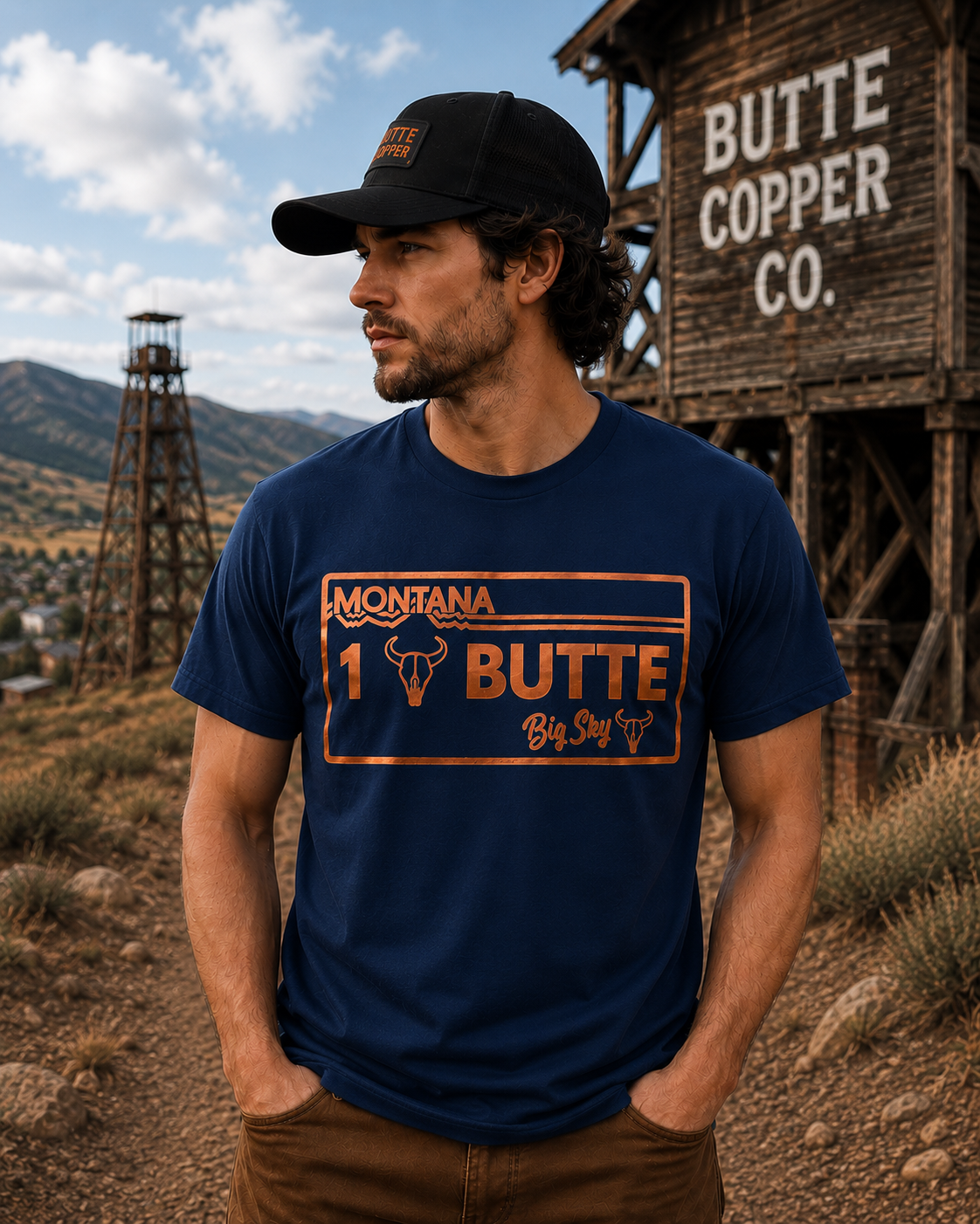 Butte Montana License Plate Shirt | Bella + Canvas