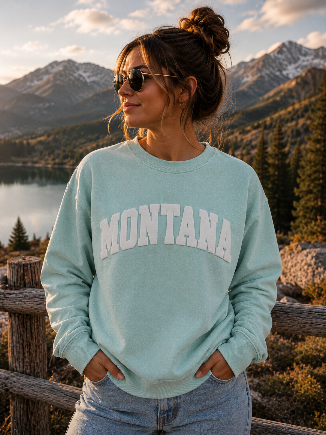 Montana Crewneck Sweatshirt – Turquoise| Comfort Colors