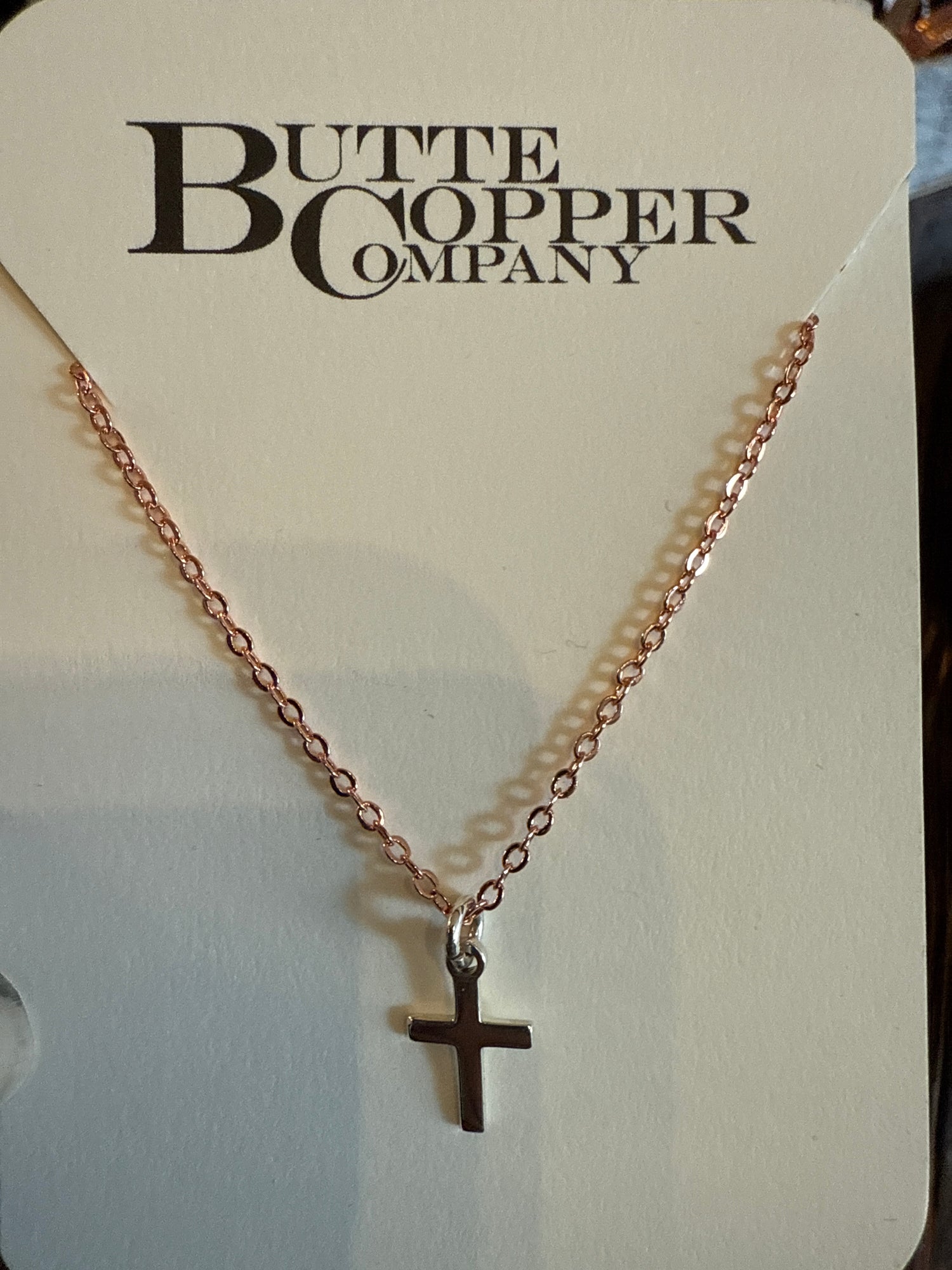 BCC Rose Gold Plated Necklace with Sterling Silver Cross