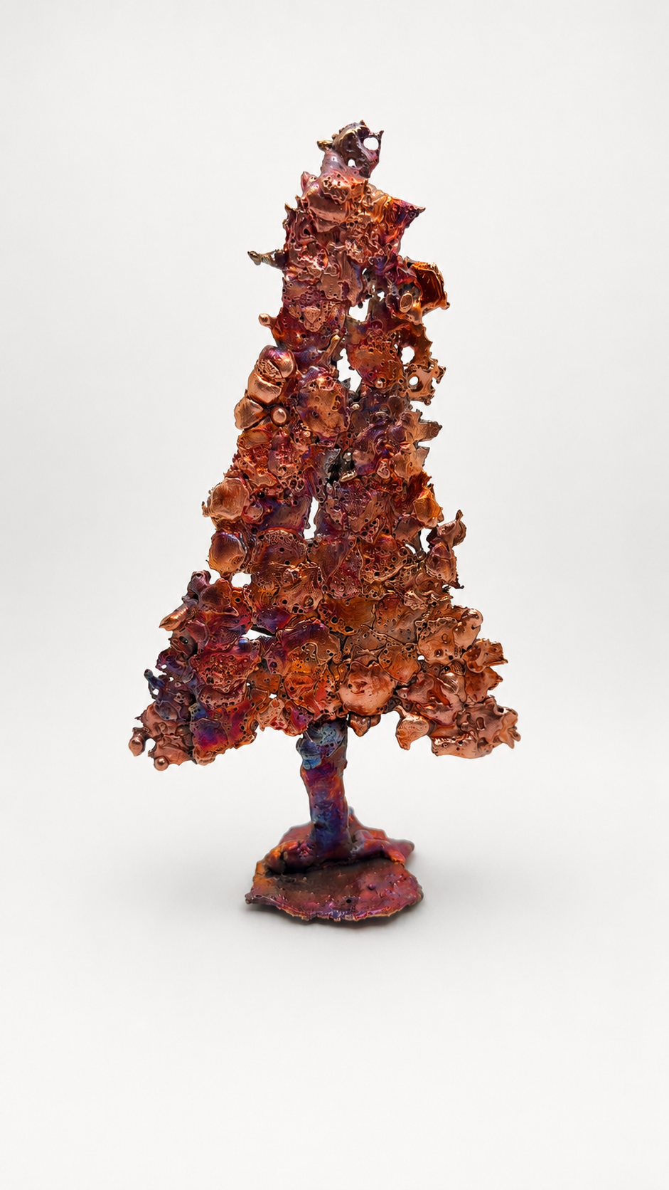 Small Rainbow Splash Copper Pine Tree Sculpture