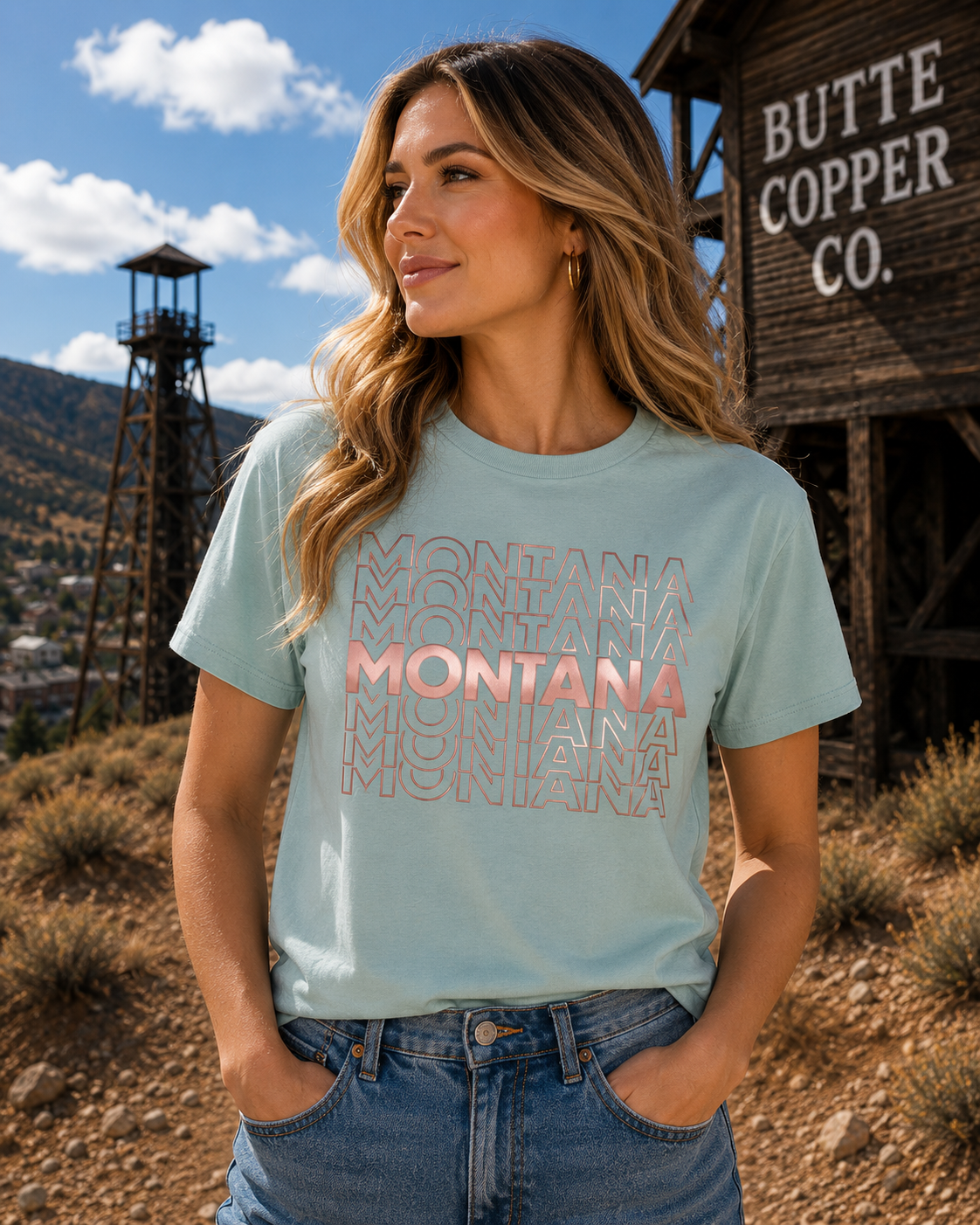 Montana Ripple- Dusty Blue T-Shirt