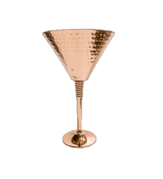 Shiny Hammered Copper Martini Glass