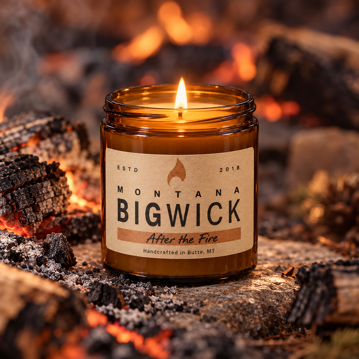 Montana Big Wick Small Amber After the Fire candle