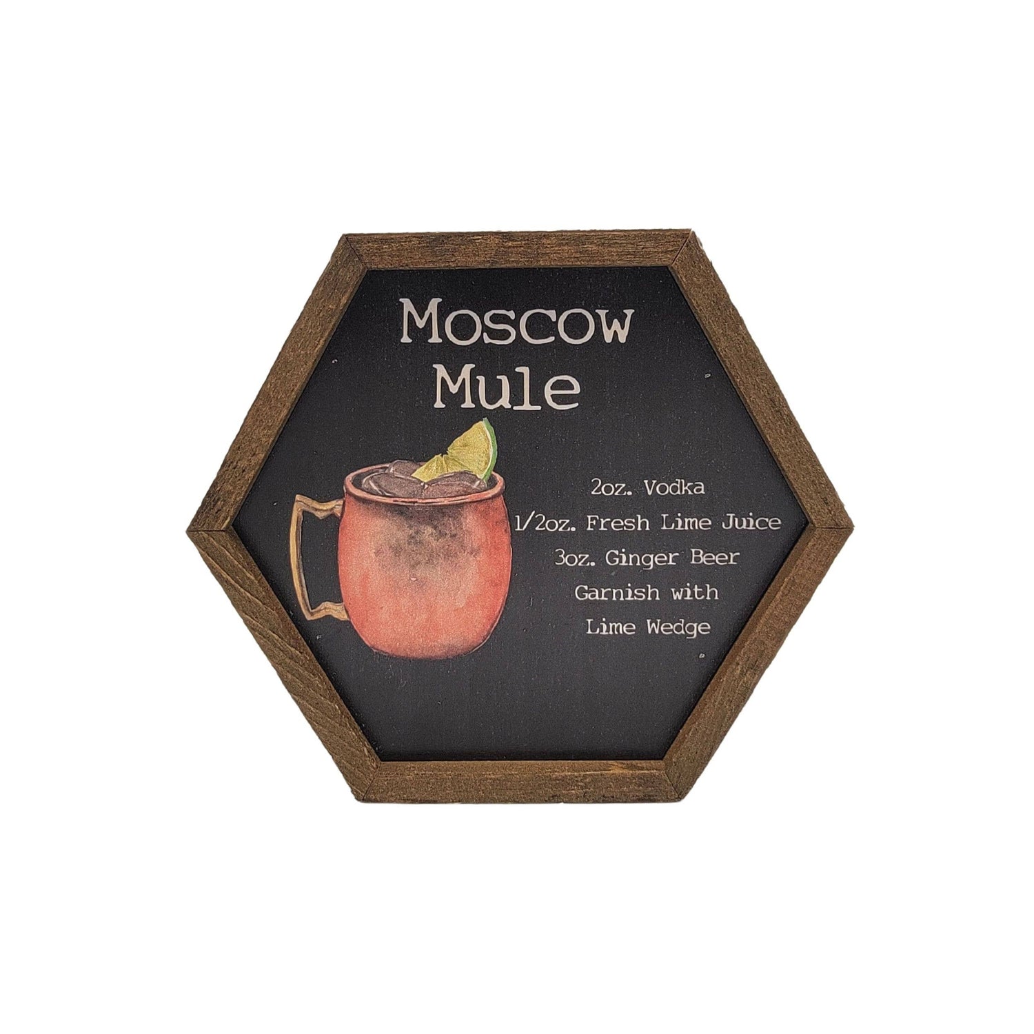 Moscow Mule Cocktail Bar Sign - Hexagon Sign - Bar Décor