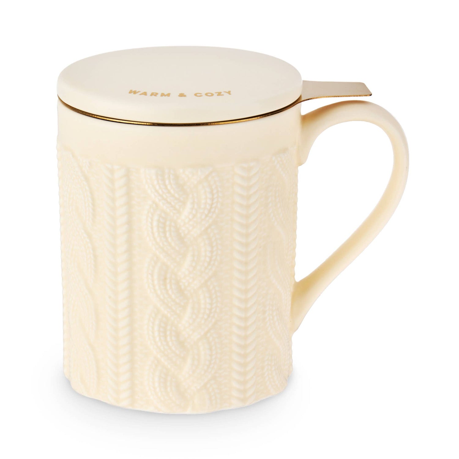Annette™ 3D Ceramic Mug with Infuser Knit Warm and Cozy