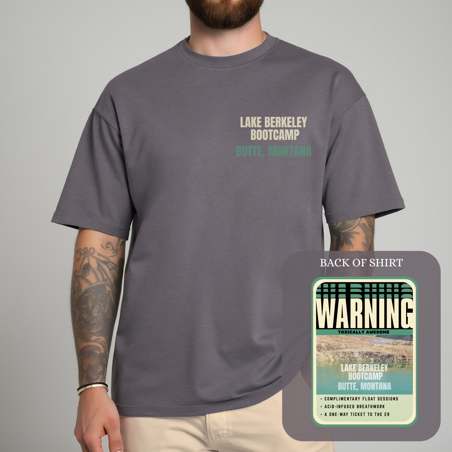 Berkley Pit Camp Lake- Grey T-shirt
