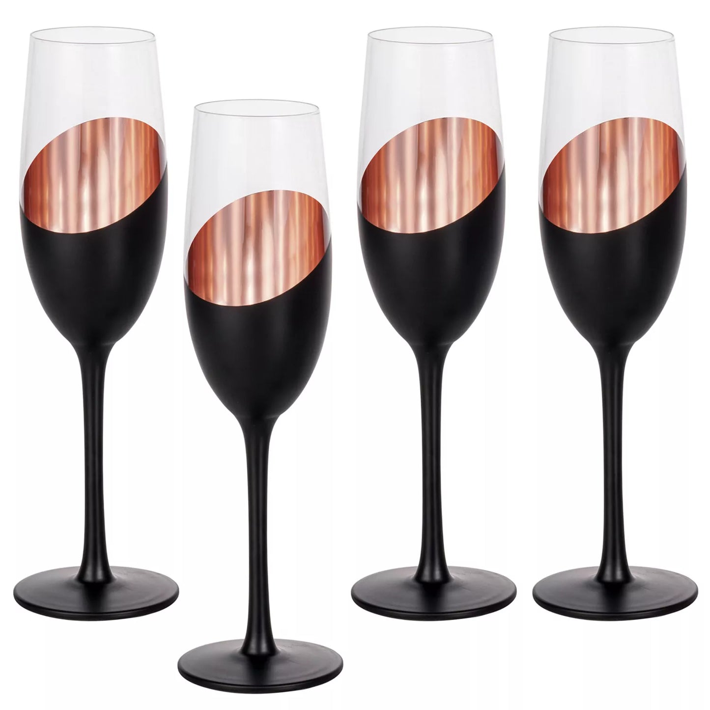 Matte Black and Rose Gold Stemmed Champagne Flute